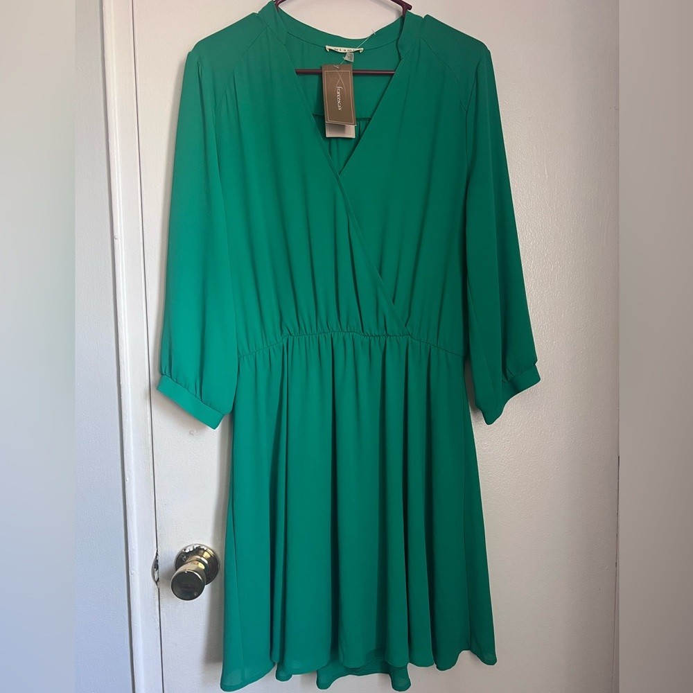 Francesca's Collections Teal Long Sleeve Dress